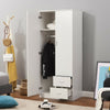 White 2 Door Wardrobe 2 Drawers W/ Shelf Bedroom Storage Cupboard Hanging Rail;