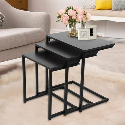 3X Sofa Side Table C-Shaped Coffee Snack Coffee Desk Laptop End for Living Room