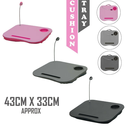 Laptop Tray Lap Desk Cushioned Portable Computer Reading LED Light Work Station