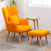 Upholstered Velvet Armchair Button Back Padded Chair with Footstool Lounge Sofa