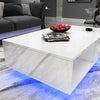 White High Gloss Coffee Table With Storage Drawers RGB LED Modern Living Room UK