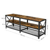 Modern Large TV Stand Black Metal Frame Shelves Media Storage Unit Cabinet Brown