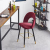 Velvet Bar Stool Modern Breakfast Bar Chair Kitchen Barstool Backrest Metal Legs