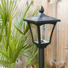 2.1m Solar Power Outdoor Black Security LED Lamp Post | Garden Path Driveway