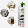 White 7 Tier Wooden Shoe Rack Stand Storage Organiser Unit Shelf Tall Hallway UK