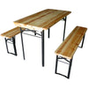 Outdoor Wooden Folding Beer Table Bench Garden Furniture Set Steel Trestle Legs