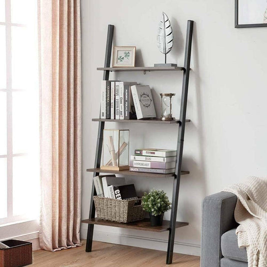 Retro Scandinavian Retro Ladder Bookcase Desk Shelving Shelf Unit 4 Tier