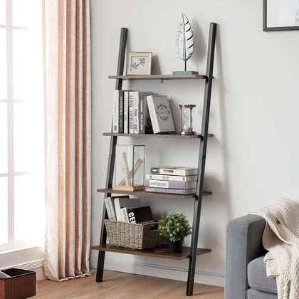 Retro Scandinavian Retro Ladder Bookcase Desk Shelving Shelf Unit 4 Tier