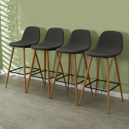 2 *Dark Grey Fabric Bar Stools Breakfast Stools Pub Chairs Dining Room Matel Leg