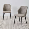 2X Retro Brown/ Grey Dining Chairs Faux Leather Kitchen Dining Room Metal Leg