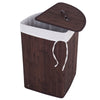 Bamboo Corner Laundry Hamper Dirty Clothes Storage Basket W/ Removable Liner Bag