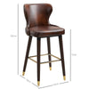2 Pieces Luxury Bar Chair, PU Leather European Style, Brown and Golden