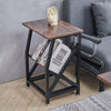 Retro Side End Coffee Table With Magazine Rack Bookshelf Lamp Table Nightstand