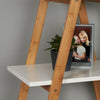 Roost White Ladder Bookshelf Shelf Unit Bamboo Bookcase/Bathroom Storage Display