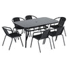 Garden Furniture Set Large Metal Glass Table & Chairs Outdoor Patio Parasol Hole