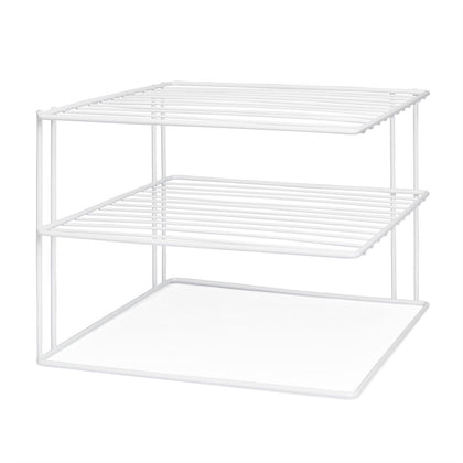 White Steel Kitchen Cupboard Worktop Corner Plate Rack Holder Tidy Organiser