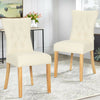 2pcs PU Leather Padded Dining Chairs Retro Button Back Home Kitchen Dinner Seat