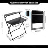 85cm Black Folding Writing Desk Metal Frame Home Office Workstation 2 Tier Shelf