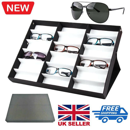 18 Grids Glasses Display Case Sunglasses Storage Box Organizer Glasses Jewelry
