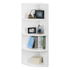 Corner Shelf 4 Tier Shelving Rack Unit White Display Stand Home Book Storage