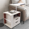 Wooden Extendable Lift Top Bedside Table Rolling Nightstand With Storage Drawers