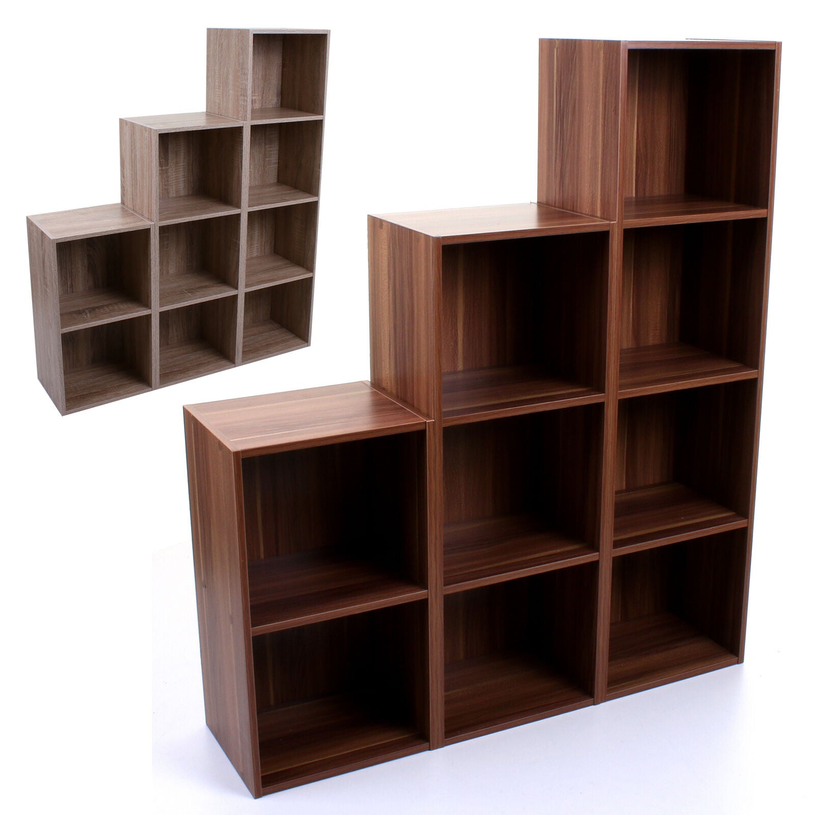 2 3 4 TIER WOODEN BOOKCASE SHELVING DISPLAY STORAGE UNIT CUBE WOOD SHELVES SHELF