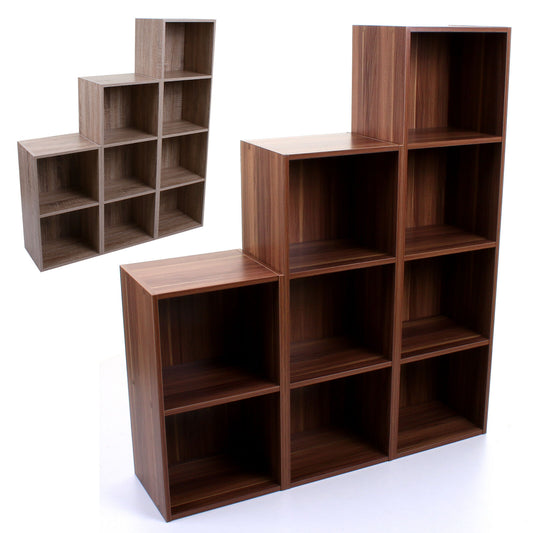 2 3 4 TIER WOODEN BOOKCASE SHELVING DISPLAY STORAGE UNIT CUBE WOOD SHELVES SHELF