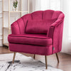 Lotus Seat Velvet Fabric Tub Chair Winged Scallop Shell Back Armchair Metal Legs