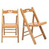 2PCS Folding Chairs Wood Bamboo Studying Dining Room Student Chair Stool Seat