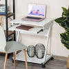 Movable Computer Desk with 4 Moving Wheels Sliding Keyboard Tray White