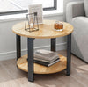 2 Tier Round Side Table Bedside Table End Table Nightstand Storage Shelf Stand
