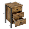 Bedside Table Nightstand 3 Drawer Cabinet Storage Table for Bedroom Rustic Brown