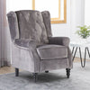 Grey Velvet Recliner Chair Button Tufted Fireside Armchair Home Living Room BN