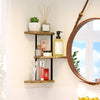 Rustic Wood Corner Shelf Home Display Storage Rack Wall Floating Shelf 3 Tier UK