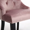 Retro Velvet Button Back Knocker Dining Chairs Wooden Legs 2/4 PCS Dinner Seat