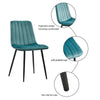 Set of 2 Velvet Dining Chairs Soft Padded Seat Metal Legs Modern Office Kitchen