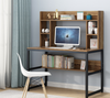 Compact Large Computer Table Wooden Writing Desk with Book Storage Shelf Corner