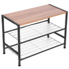3 Tier Wooden Shoes Bench Shoe Rack Footwear Storage Metal Shelf Organizer Stand
