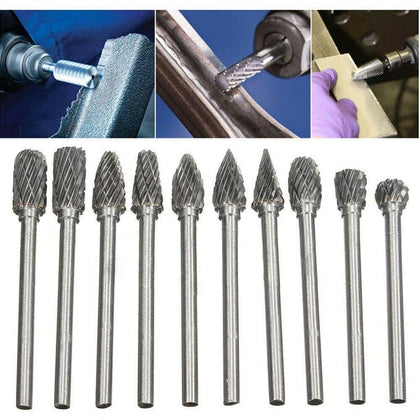 Carbide Burr Die Grinding Shank Tungsten Rotary Drill Set Metal CarvingBit Tool.