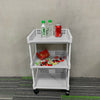 3 Tier Plastic Cream Kitchen Carts Trolley Wheels Bathroom Storage Rack Modern