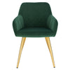 2 xDining Chairs Kitchen Living Room Chairs with Velvet + Gold metal legs UK (Dark Green 2)