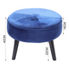 Round Footstool Ottoman Velvet Stool Padded Seat Footstool Wooden Legs Furniture