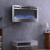 36"40"50"60" Electric Fire Wall Inset Mounted Glass Crystal LED Flames Fireplace