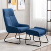 JACOBSEN OCCASIONAL FABRIC LOUNGE MODERN METAL LEGS ACCENT CHAIR WITH STOOL