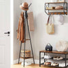Metal 9 Hooks Coat Stand Hat Floor Standing Rack Clothes Hanger Wooden Shelf