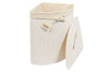 Woodluv Bamboo Laundry Corner Linen Storage Bin Folding Baskets & Hampers, White