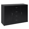 Drawer Cabinet Storage Standing Cupboard Unit Chest Organizer Doors Black