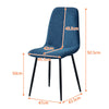 2 Pcs Dining Chair Velvet Upholstered Kitchen Metal Legs Chair Dining Room Blue