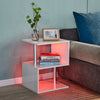 LED White High Gloss Side End Table Coffee Table Multi-color Remote Control New