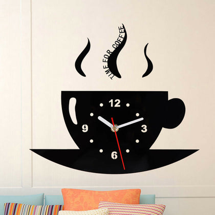 Cute Wall Clock Coffee Cup Shaped Decorative Kitchen Wall Clocks Living Room